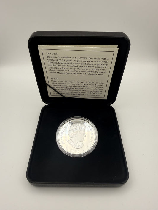 2004 Canada $20 Natural Wonders Iceberg hologram fine silver coin (view 2)
