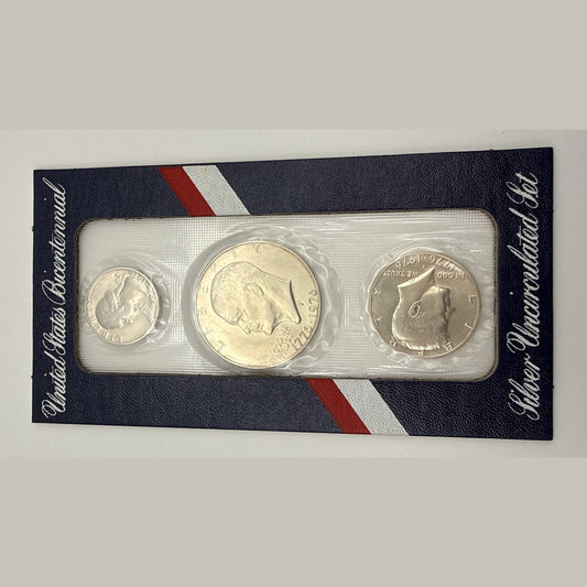 1976-S U.S. Bicentennial 40 percent silver uncirculated three-coin set in original Mint holder (view 2)