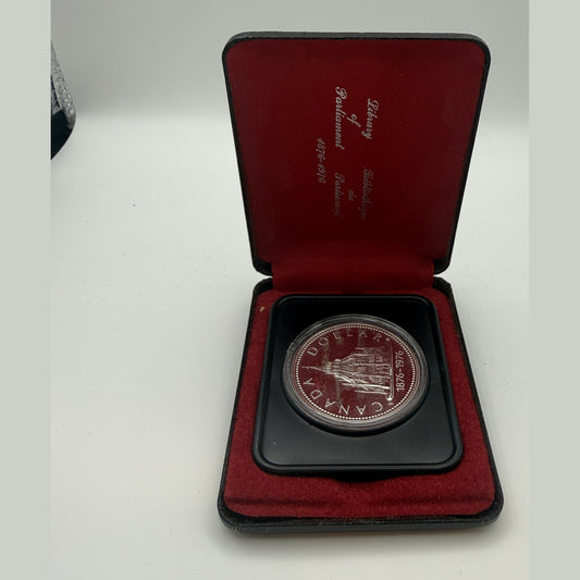 1976 Canada $1 Library of Parliament silver dollar (Case only – #1) - back