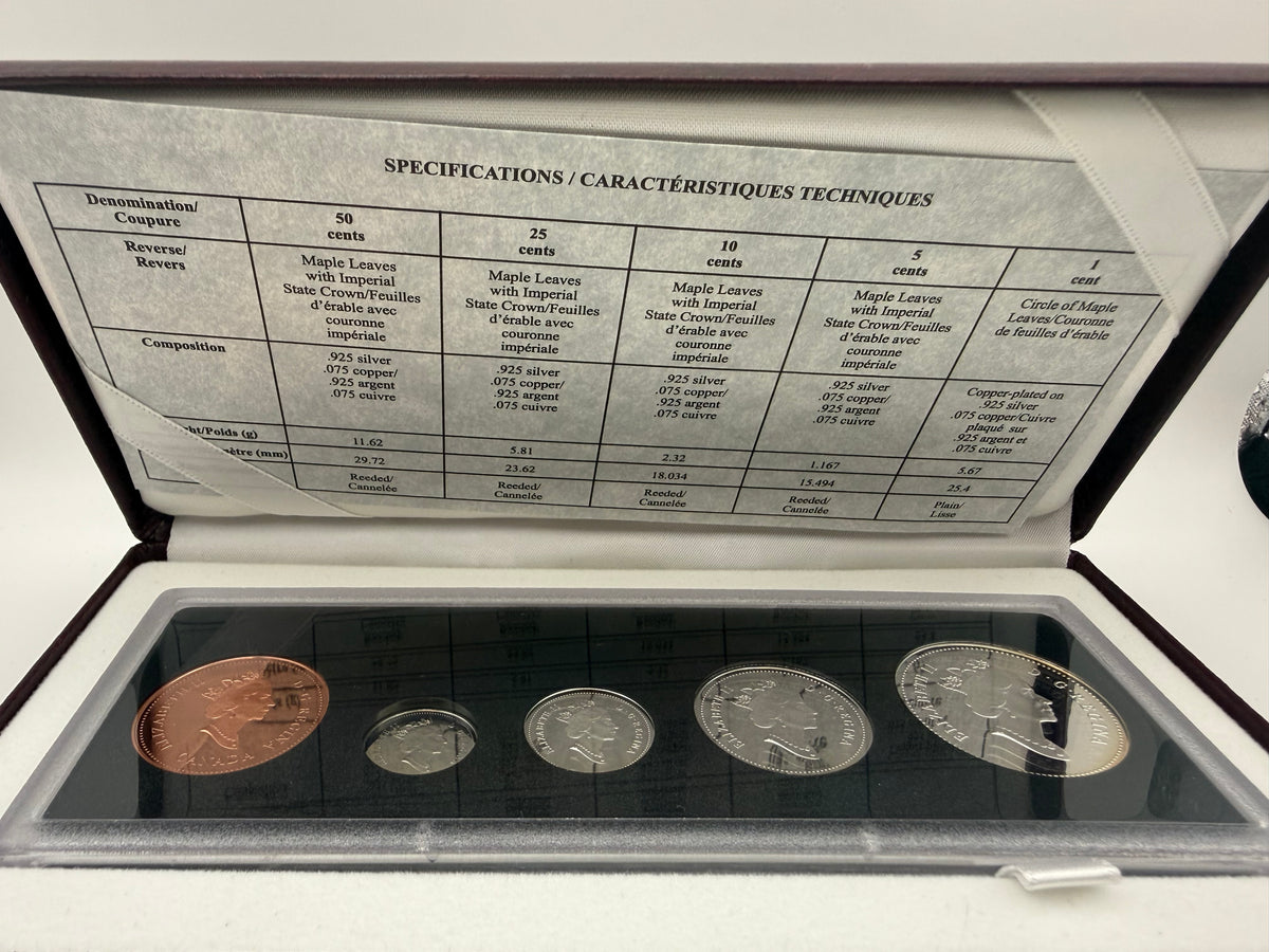 1998 Canada 90th anniversary Royal Canadian Mint five-coin sterling silver proof set, 1908 to 1998 (view 5)
