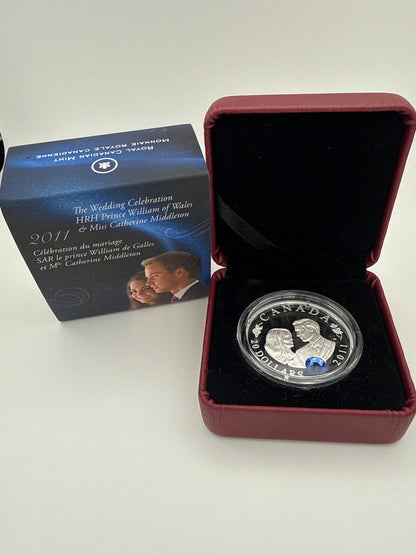 2011 Canada $20 Royal Wedding silver coin with Swarovski crystal, Prince William and Catherine Middleton (view 3)