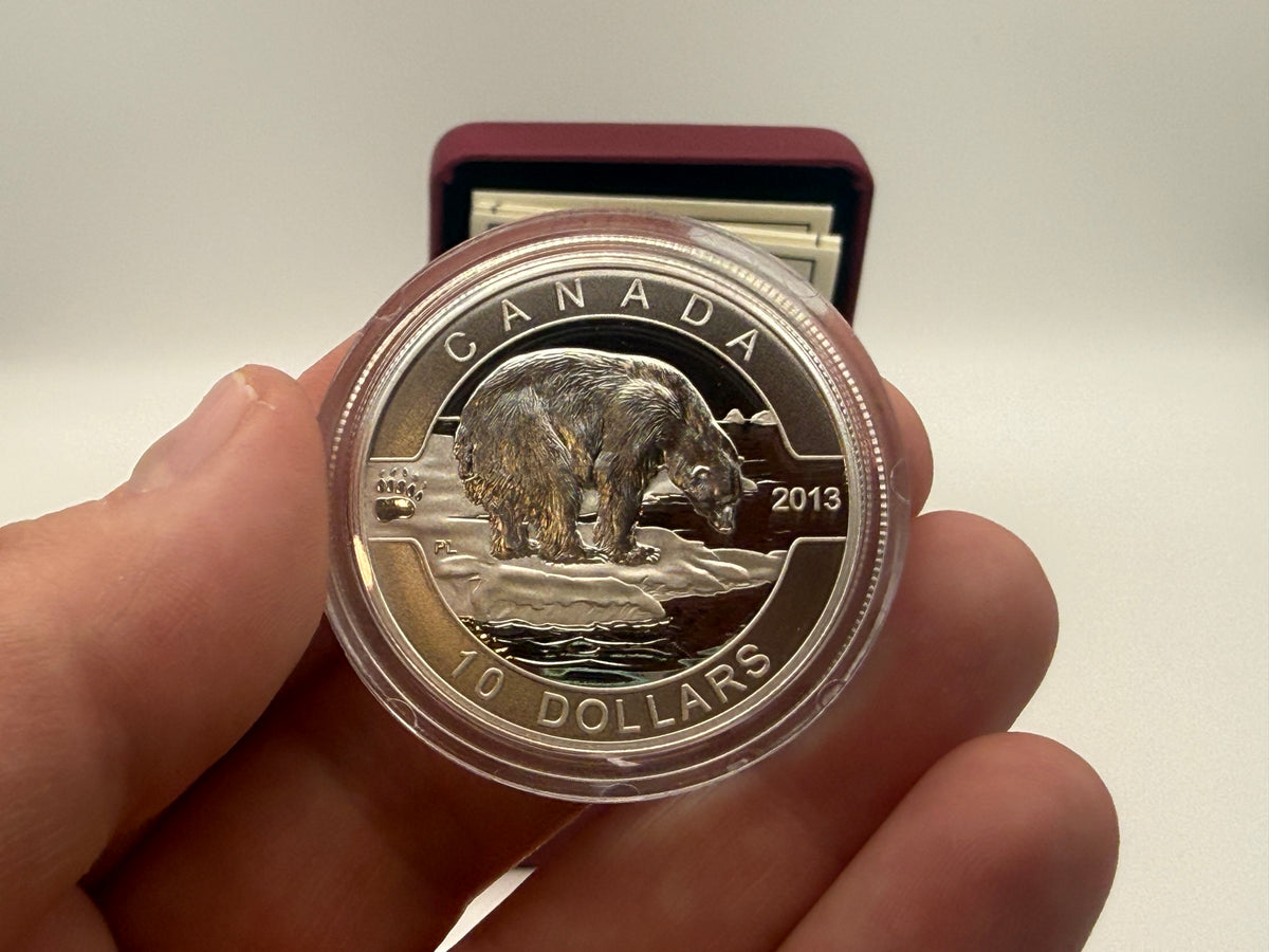 2013 Canada $10 fine silver Polar Bear coin, O Canada series (view 2)