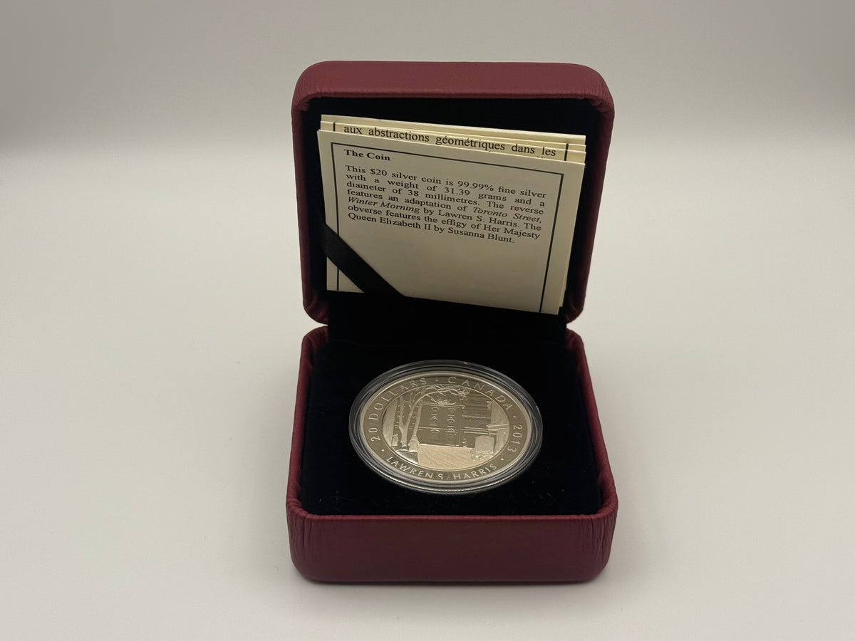 2013 Canada $20 fine silver coin, Toronto Street Winter Morning by Lawren S. Harris, Group of Seven (view 3)