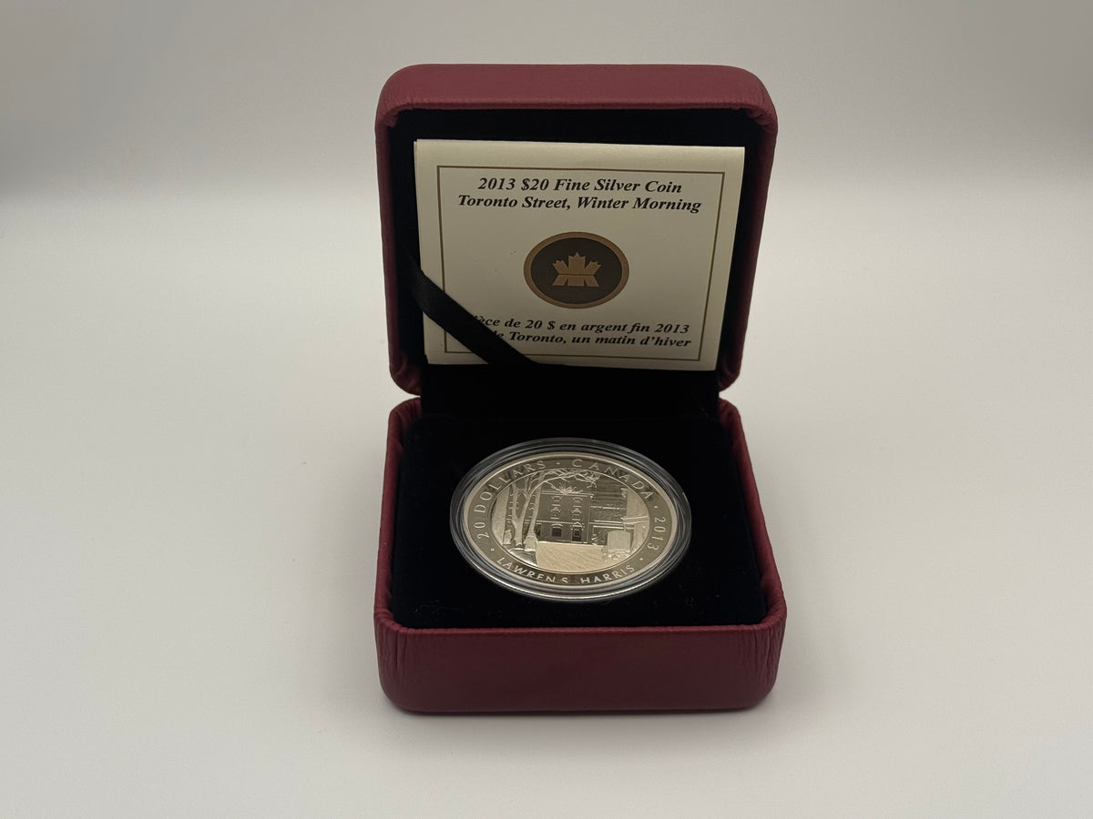 2013 Canada $20 fine silver coin, Toronto Street Winter Morning by Lawren S. Harris, Group of Seven (view 2)