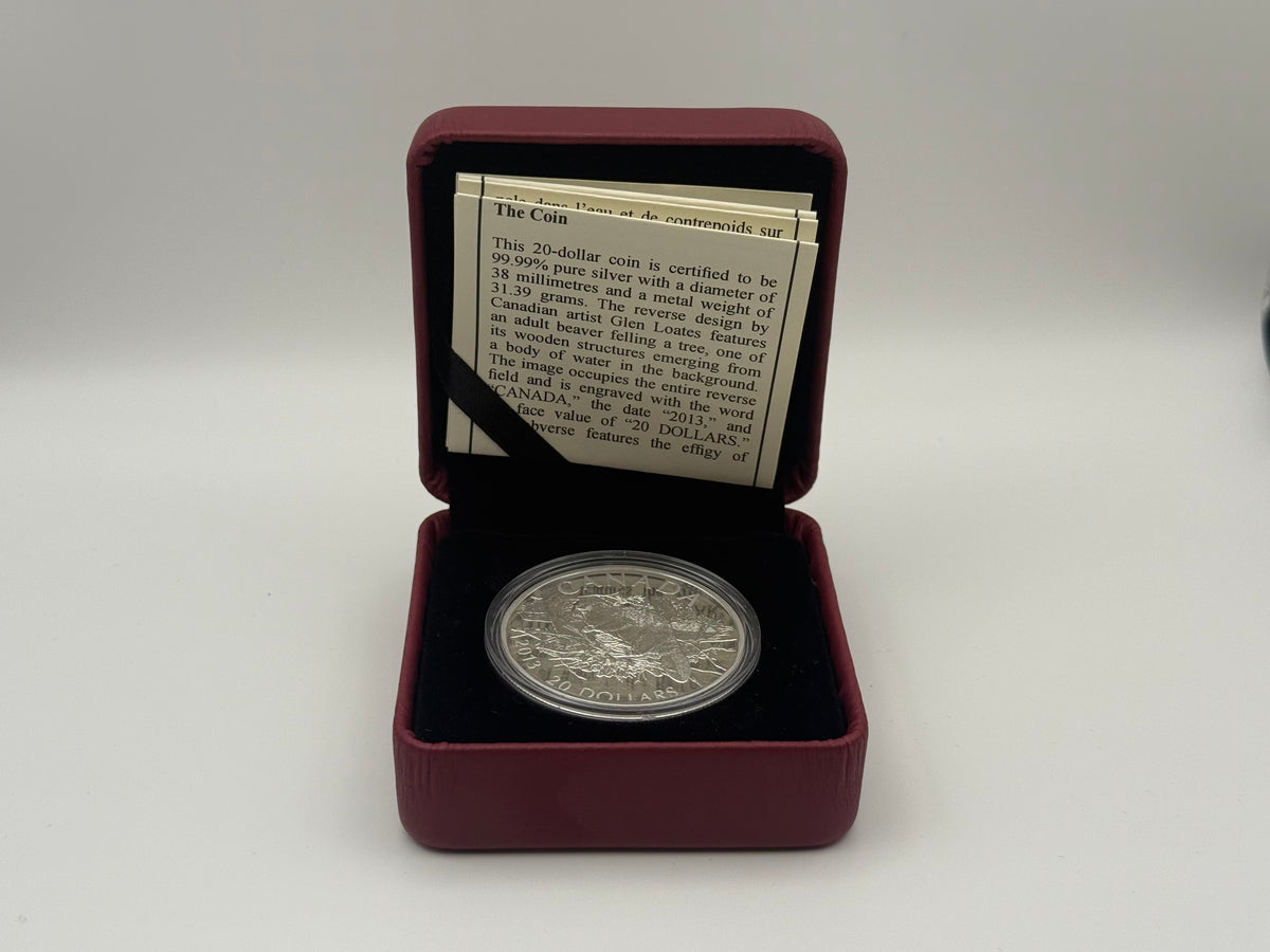 2013 Canada $20 fine silver Beaver coin by Glen Loates (view 2)