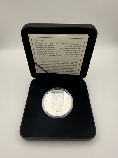 2004 Canada $20 Natural Wonders Iceberg hologram fine silver coin (view 2)