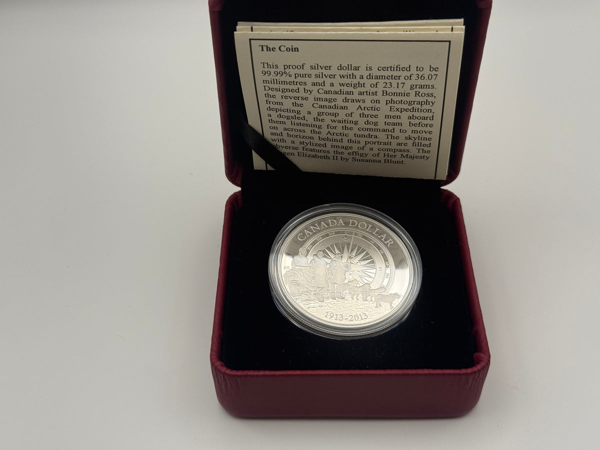 2013 Canada proof fine silver dollar, 100th anniversary of the Canadian Arctic Expedition (view 2)