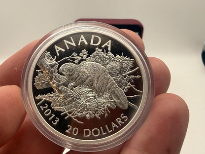 2013 Canada $20 fine silver Beaver coin by Glen Loates (view 3)