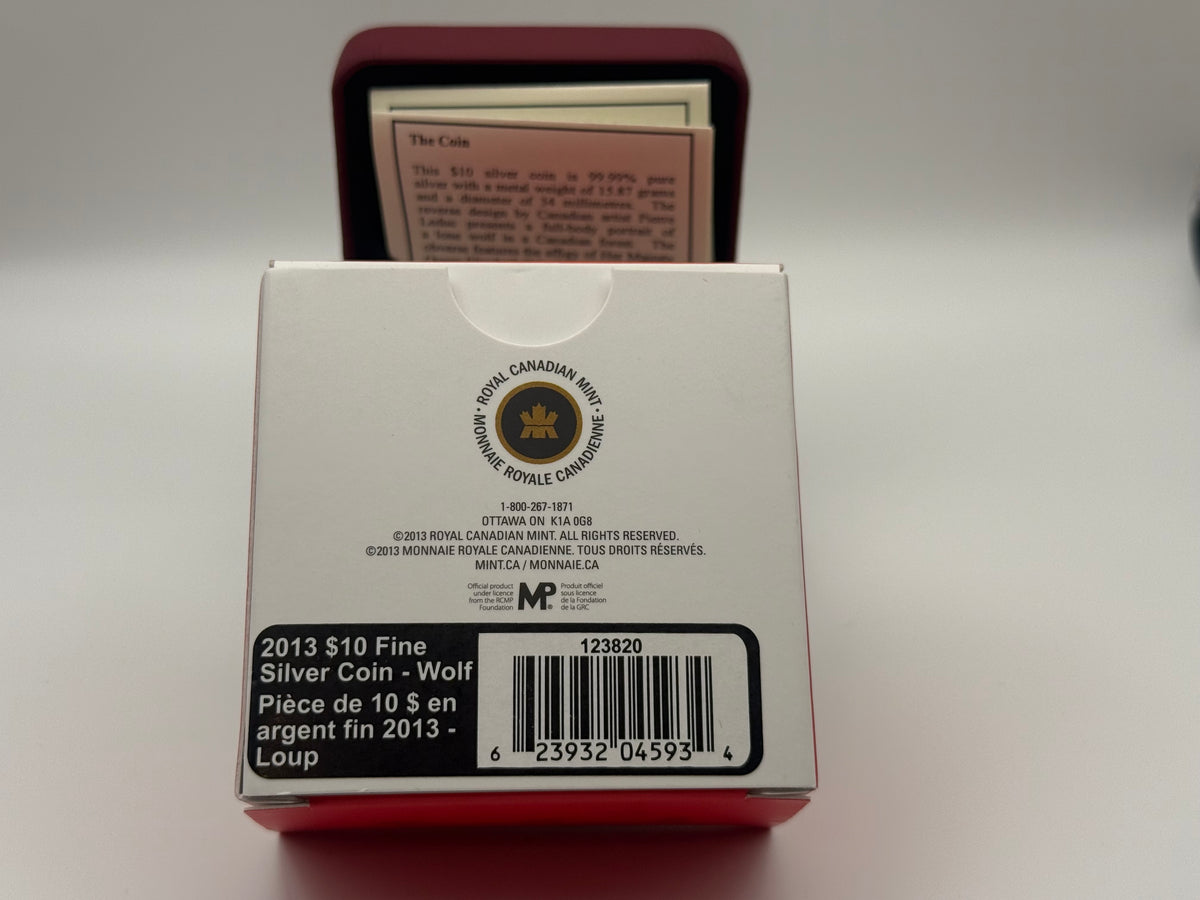 2013 Canada $10 fine silver Wolf coin, O Canada series