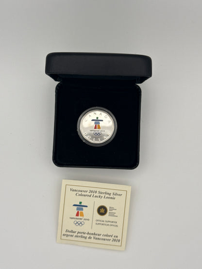 2010 Canada Lucky Loonie sterling silver dollar, Vancouver 2010 Olympic Winter Games (view 2)