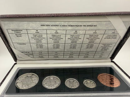 1998 Canada 90th anniversary Royal Canadian Mint five-coin sterling silver proof set, 1908 to 1998 (view 3)