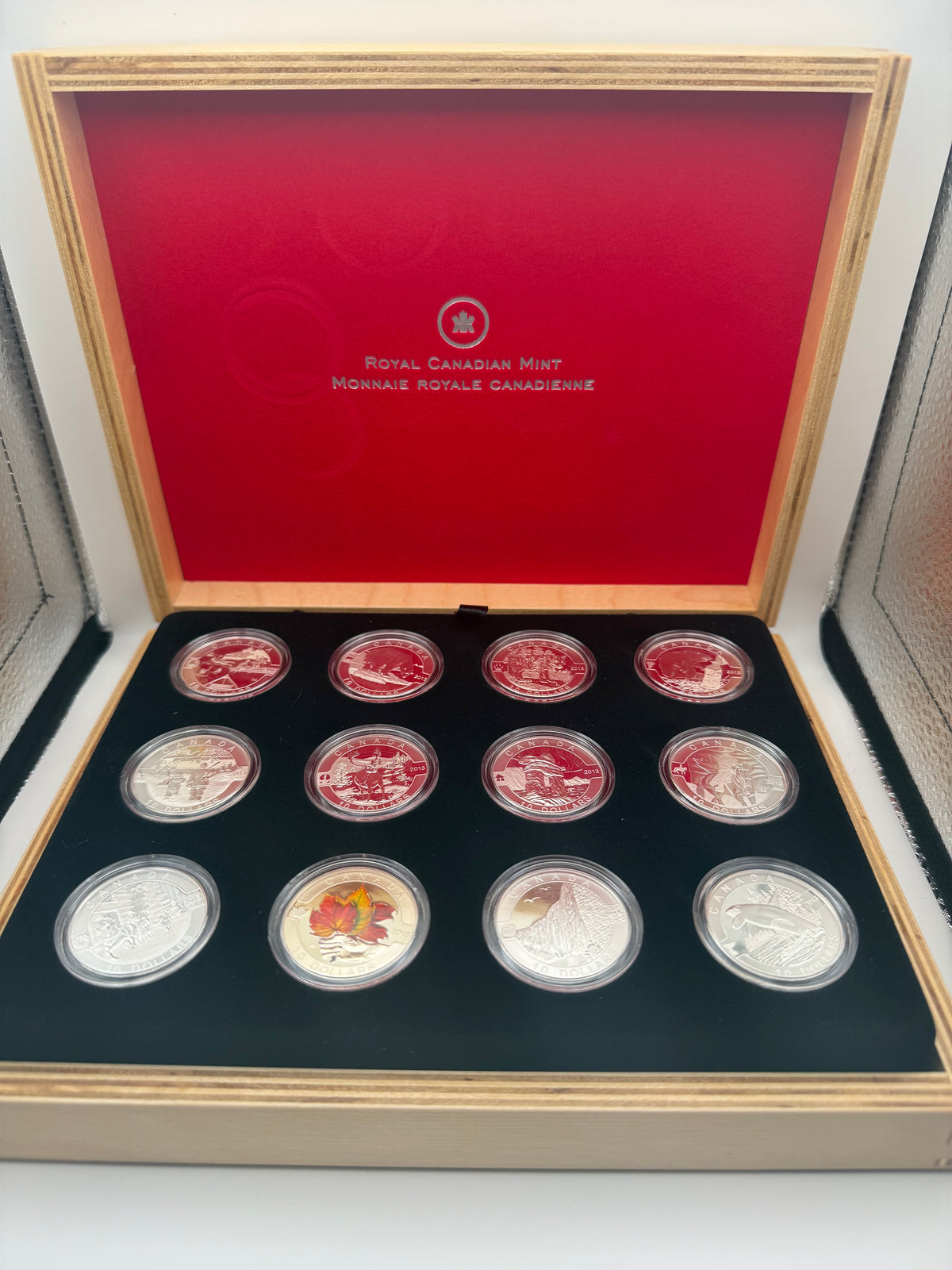 Complete 2013 Canada O Canada series 12-coin fine silver set in RCM wooden display case