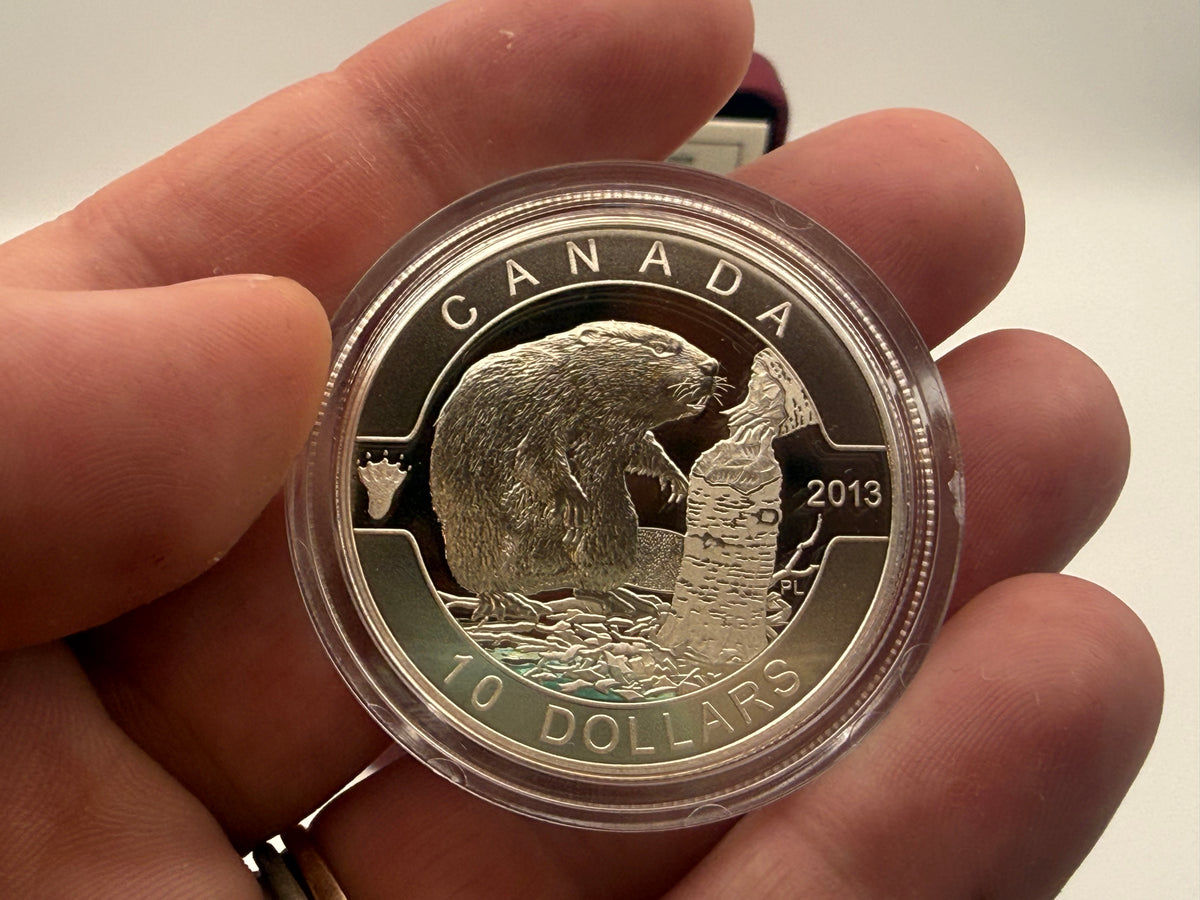 2013 Canada $10 fine silver Beaver coin, O Canada series (view 2)