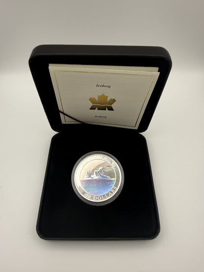 2004 Canada $20 Natural Wonders Iceberg hologram fine silver coin (view 3)