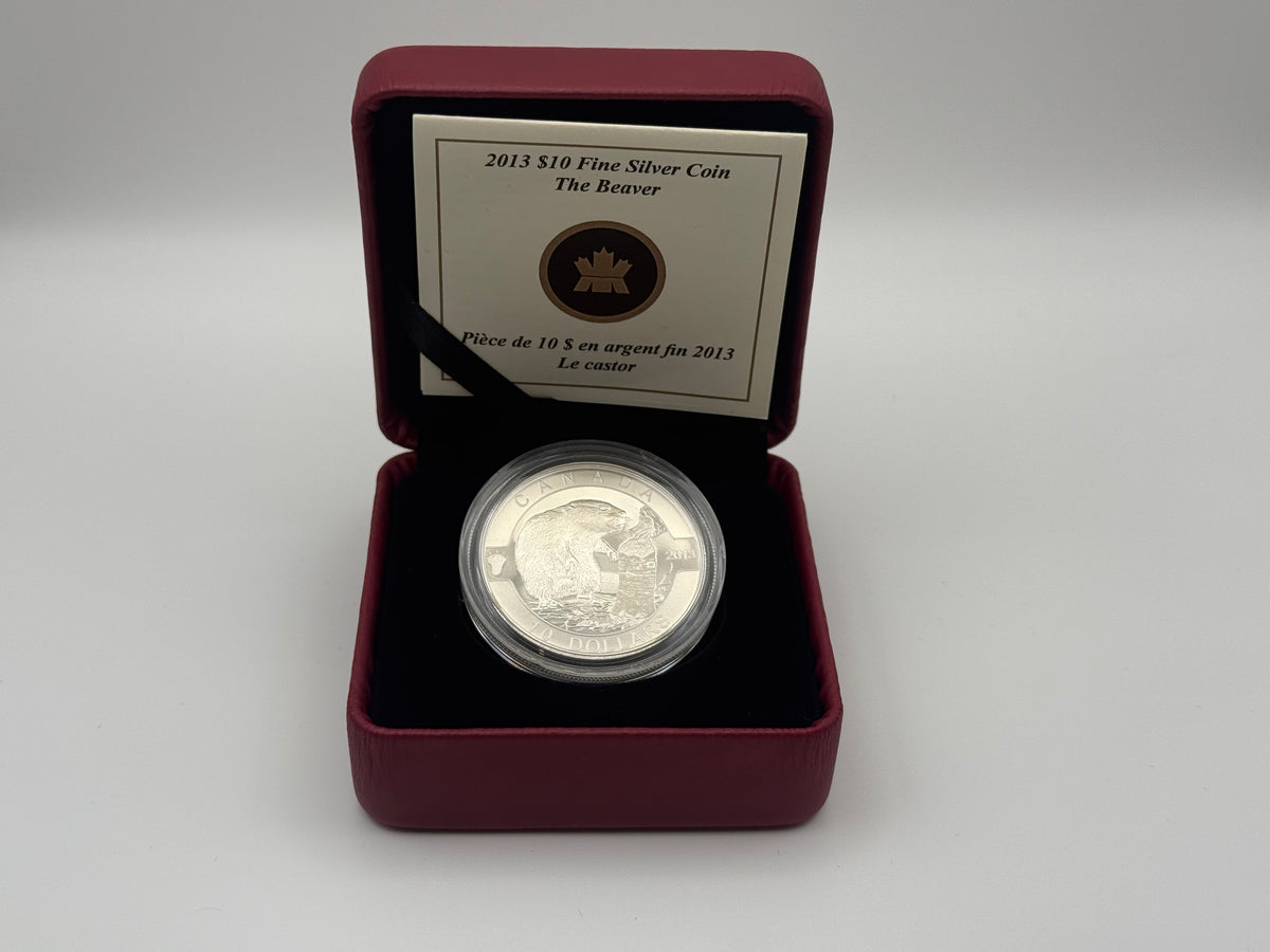 2013 Canada $10 fine silver Beaver coin, O Canada series
