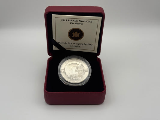 2013 Canada $10 fine silver Beaver coin, O Canada series