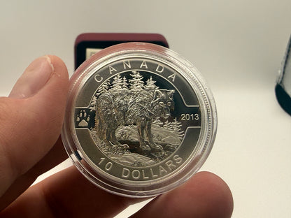 2013 Canada $10 fine silver Wolf coin, O Canada series (view 3)