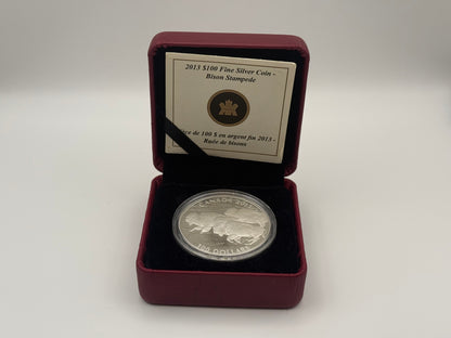 2013 Canada $100 fine silver coin, Bison Stampede design