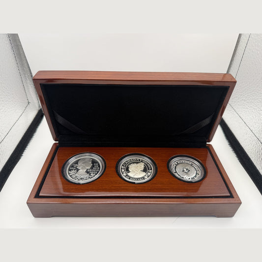 2012 Queen's Diamond Jubilee silver proof set with UK £5, Canada $20 and Australia 50c in wooden case