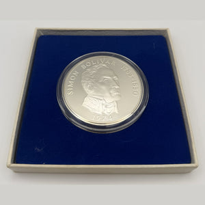 1974 Panama 20 Balboas Silver Proof – Simón Bolívar, 3.85 oz Sterling