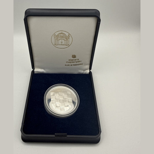 1990 Zagreb Ban Josip Jelačić sterling silver proof medal with equestrian statue design (view 2)