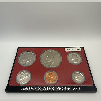 1976-S U.S. six-coin proof set with Bicentennial quarter, half dollar and dollar
