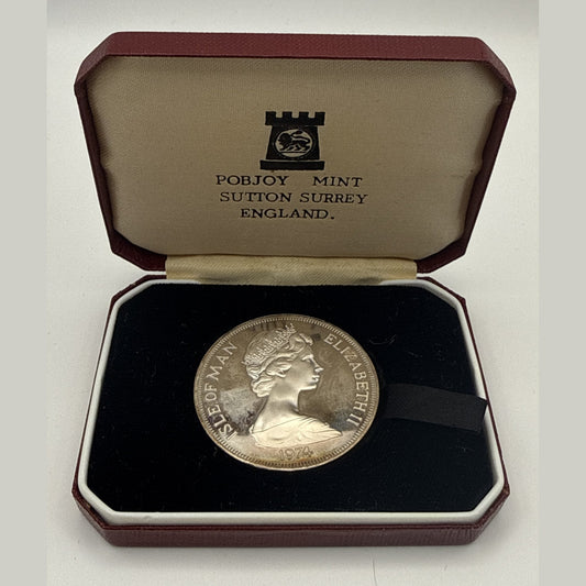 1974 Isle of Man Winston Churchill centenary sterling silver proof crown (view 2)
