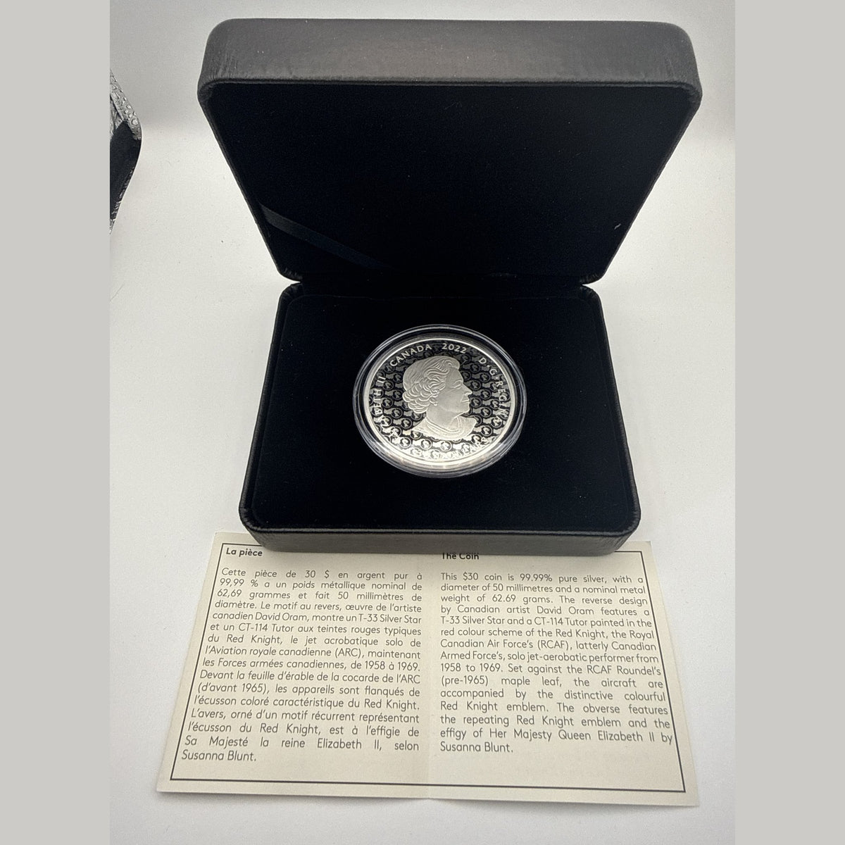 2022 Canada $30 2 oz fine silver proof coin, The Red Knight with coloured red jets (view 2)