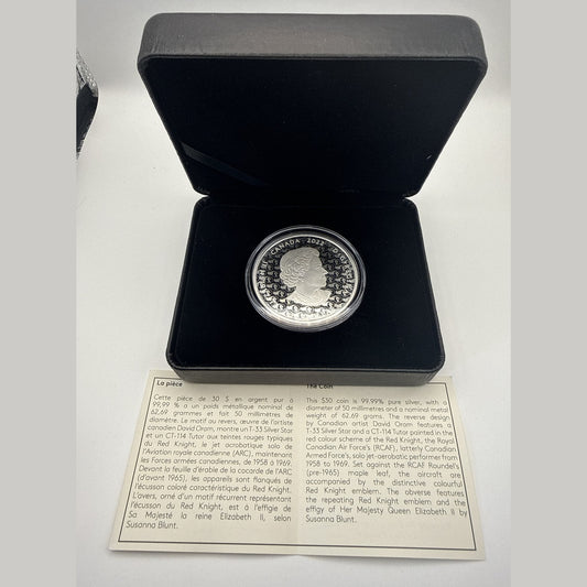 2022 Canada $30 2 oz fine silver proof coin, The Red Knight with coloured red jets (view 2)