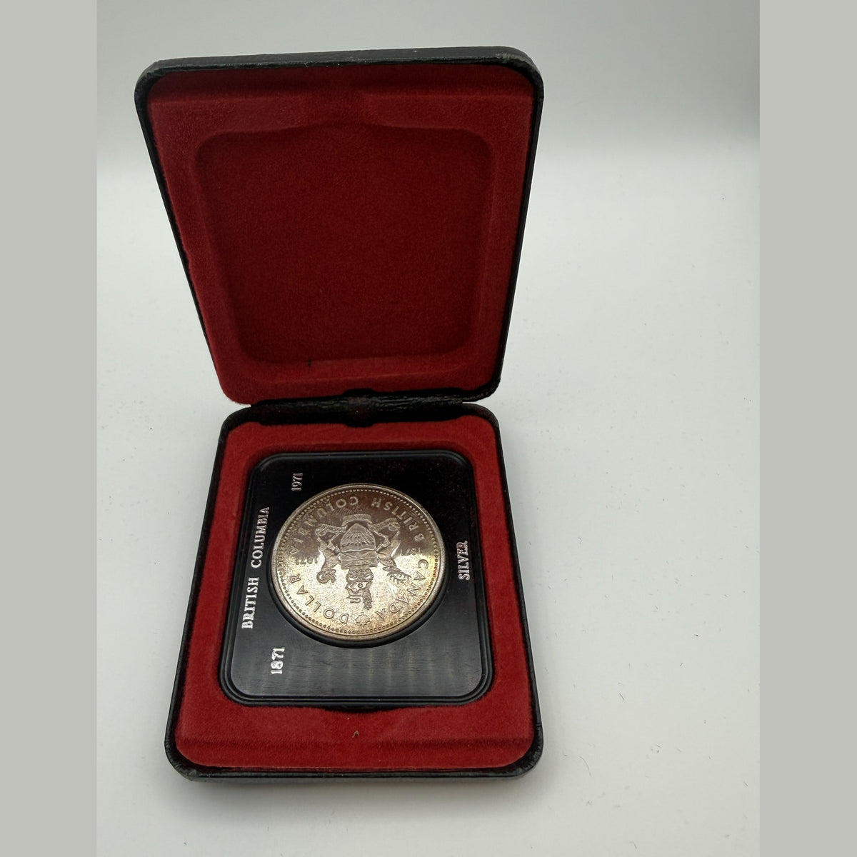 1971 Canada $1 British Columbia Centennial silver dollar (Case only – #2) - back