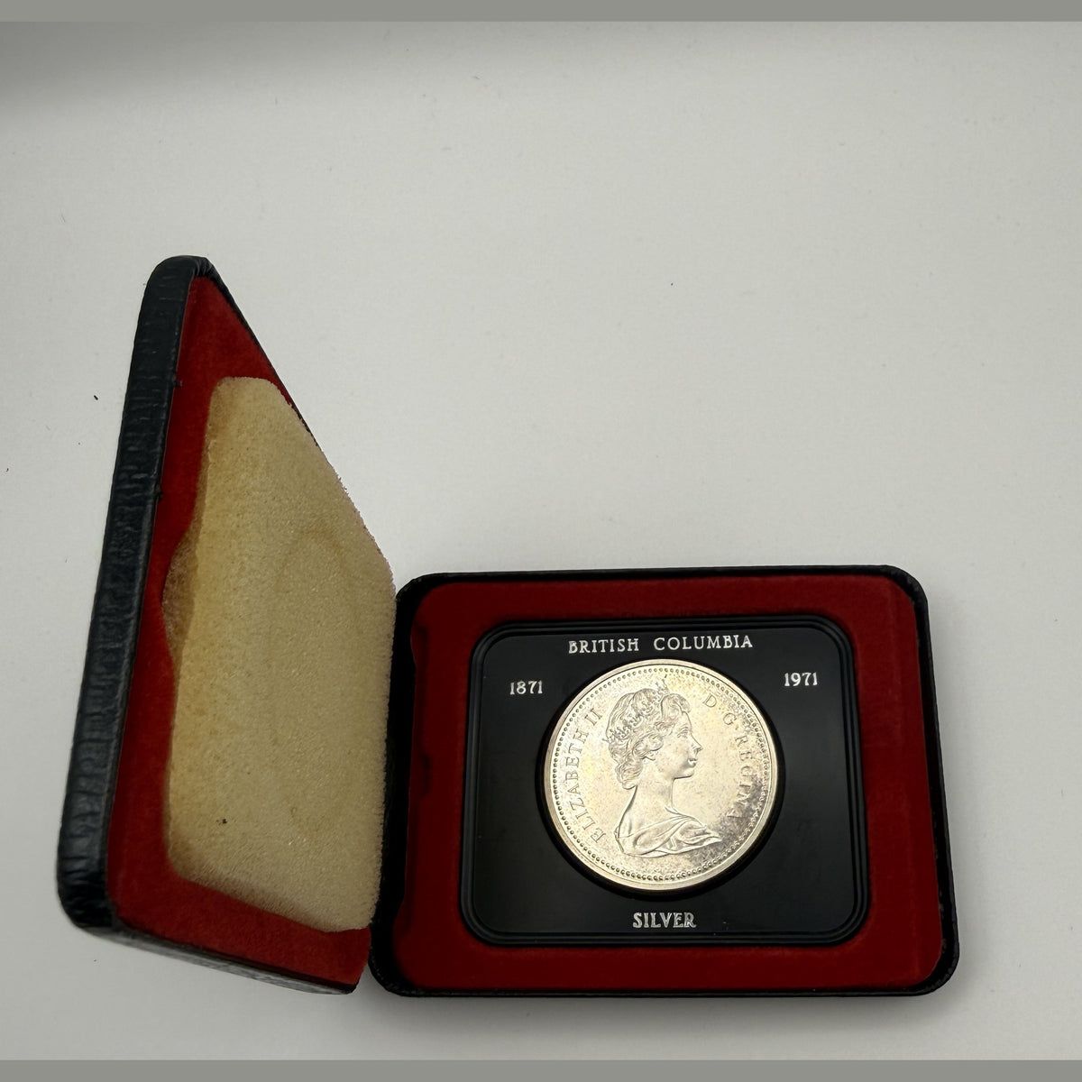 1971 Canada $1 British Columbia Centennial silver dollar (Case only – #1) - front