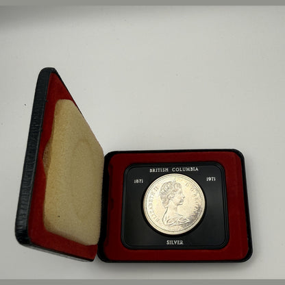 1971 Canada $1 British Columbia Centennial silver dollar (Case only – #1) - front