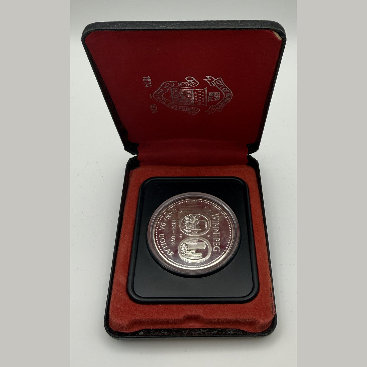 1974 Canada $1 Winnipeg Centennial silver dollar (Case only – #1) - back