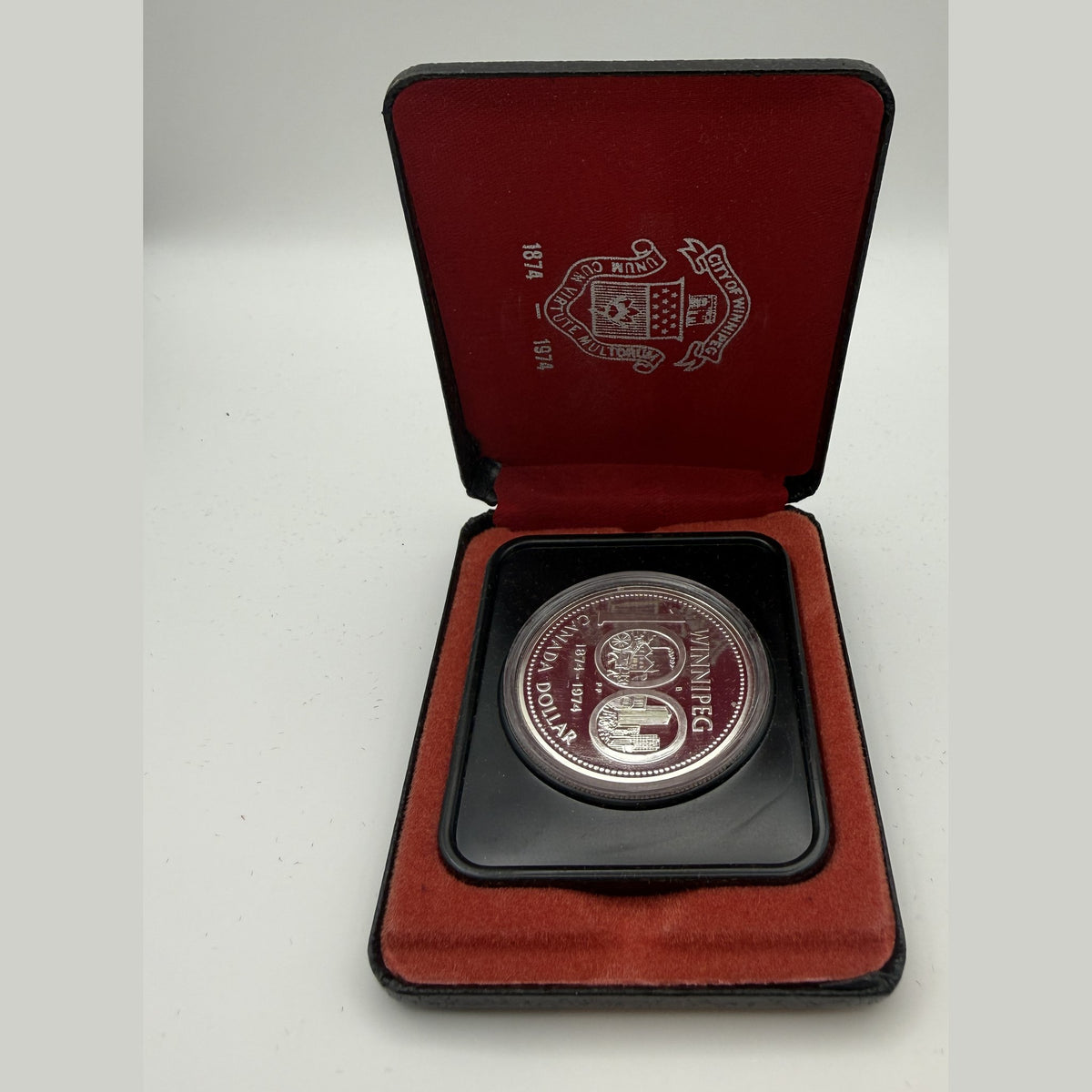 1974 Canada $1 Winnipeg Centennial silver dollar (Case + box – #2) - back