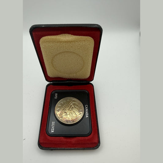 1972 Canada $1 Voyageur silver dollar, toned - back