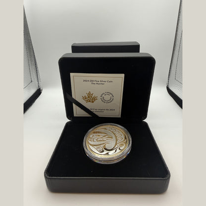 2024 Canada $30 The Hunter 2 oz fine silver coin - back