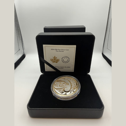 2024 Canada $30 The Hunter 2 oz fine silver coin - back