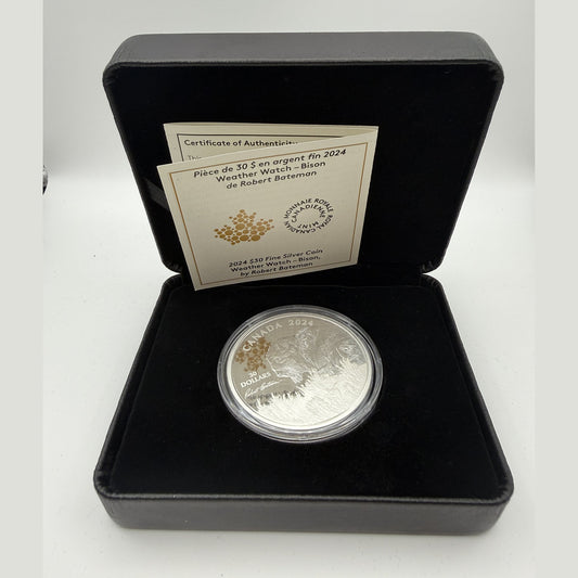 2024 Weather Watch Bison by Robert Bateman silver coin – back