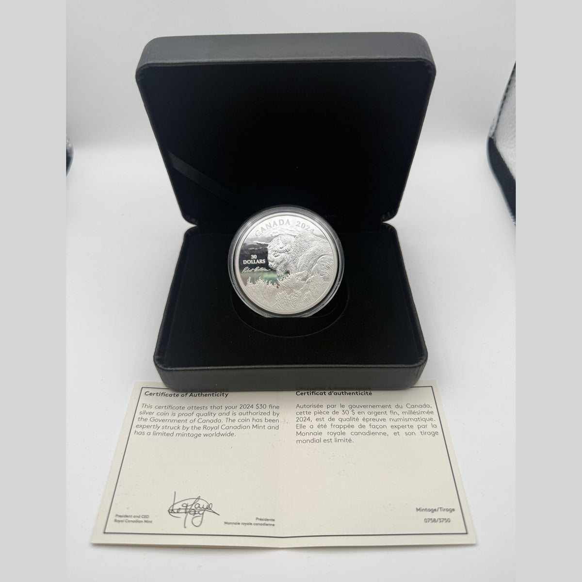 2024 Weather Watch Bison by Robert Bateman silver coin – certificate