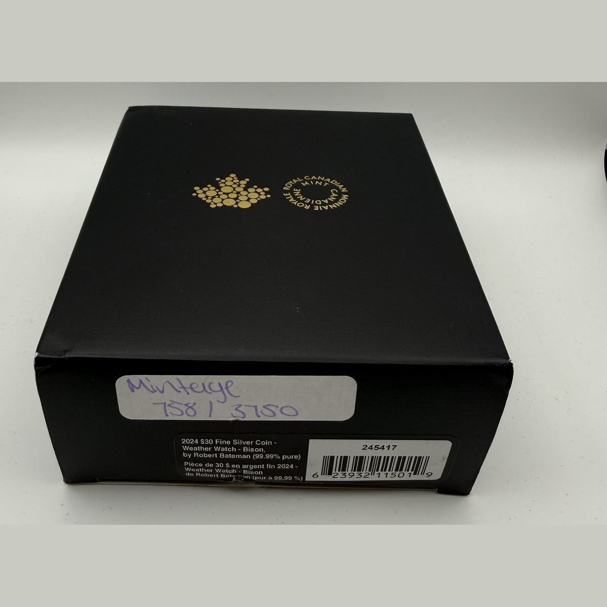 2024 Weather Watch Bison by Robert Bateman silver coin – packaging