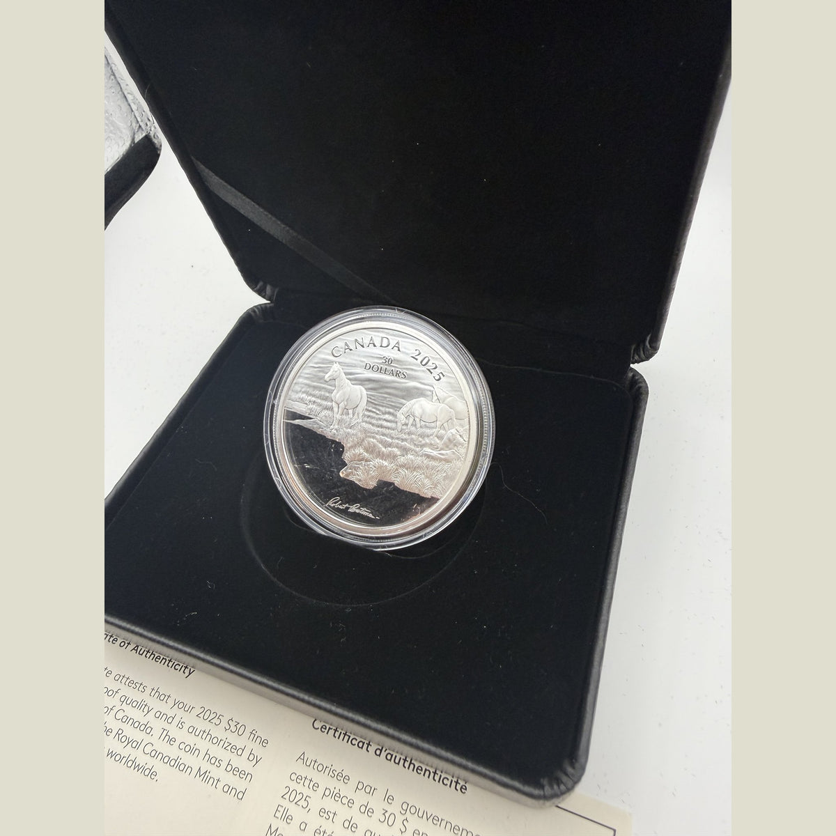 2025 Mustang Country by Robert Bateman silver coin – back