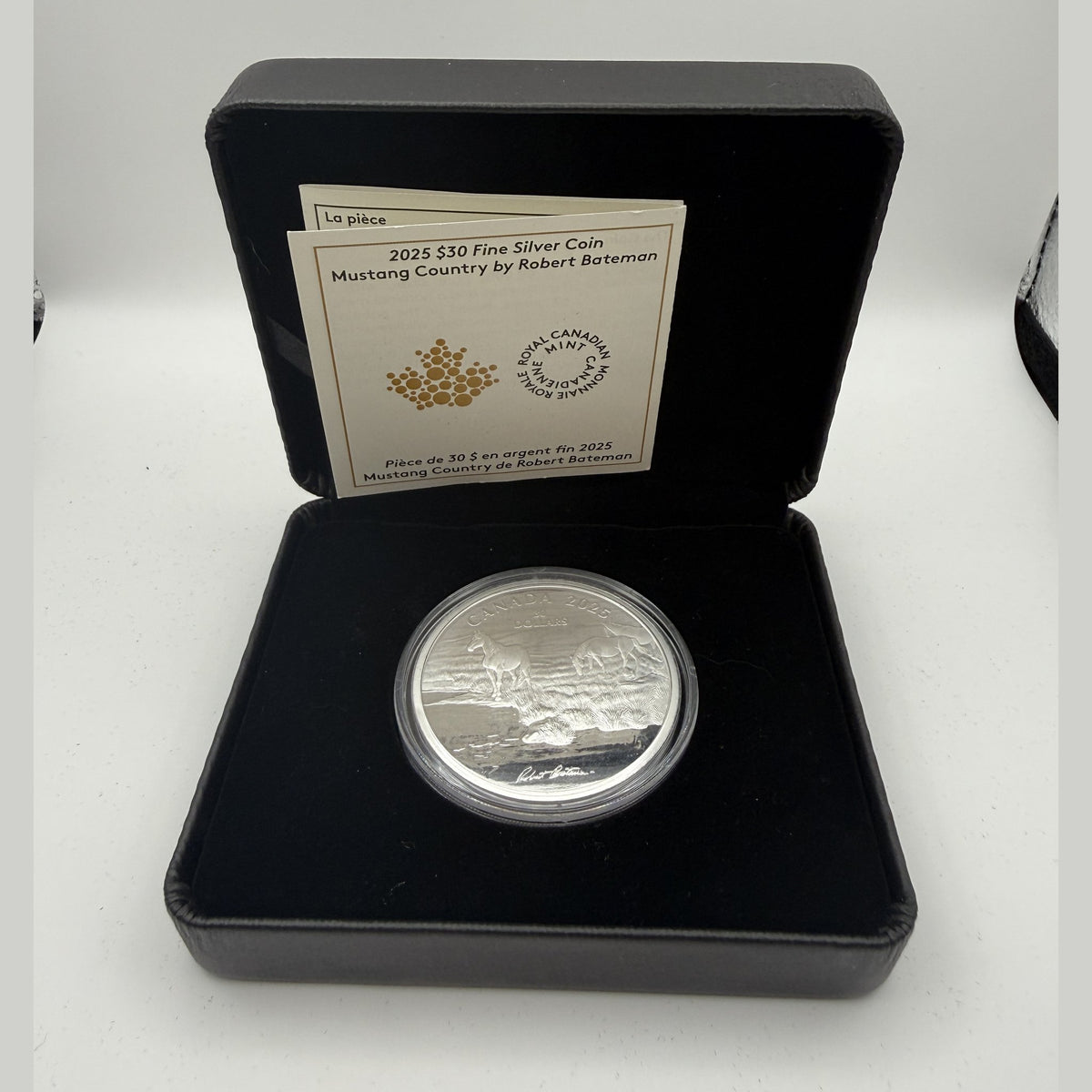 2025 Mustang Country by Robert Bateman silver coin – detail