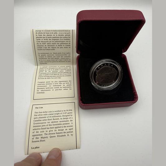 2009 Tyrannosaurus Rex $4 fine silver coin - front