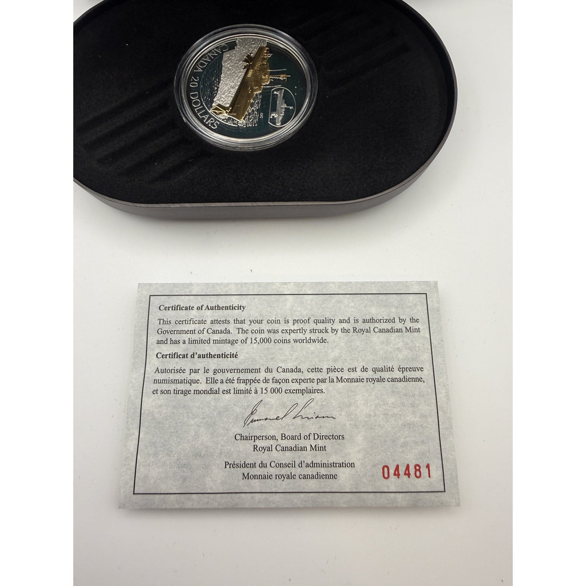 2003 Canada $20 HMCS Bras d'Or Hydrofoil Coin - certificate