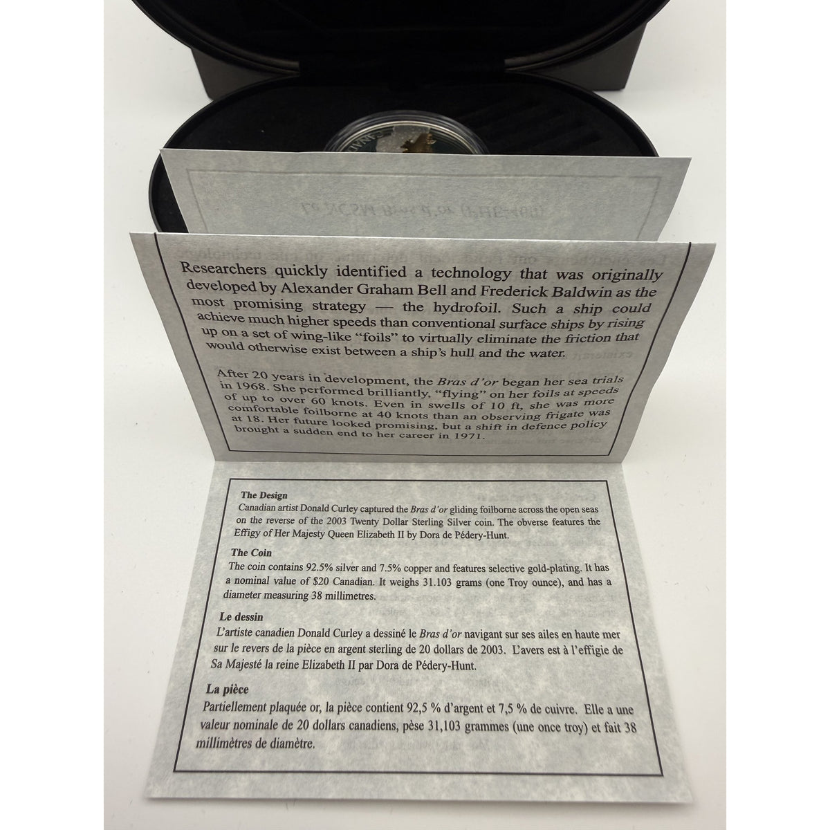 2003 Canada $20 HMCS Bras d'Or Hydrofoil Coin - packaging