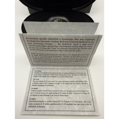 2003 Canada $20 HMCS Bras d'Or Hydrofoil Coin - packaging