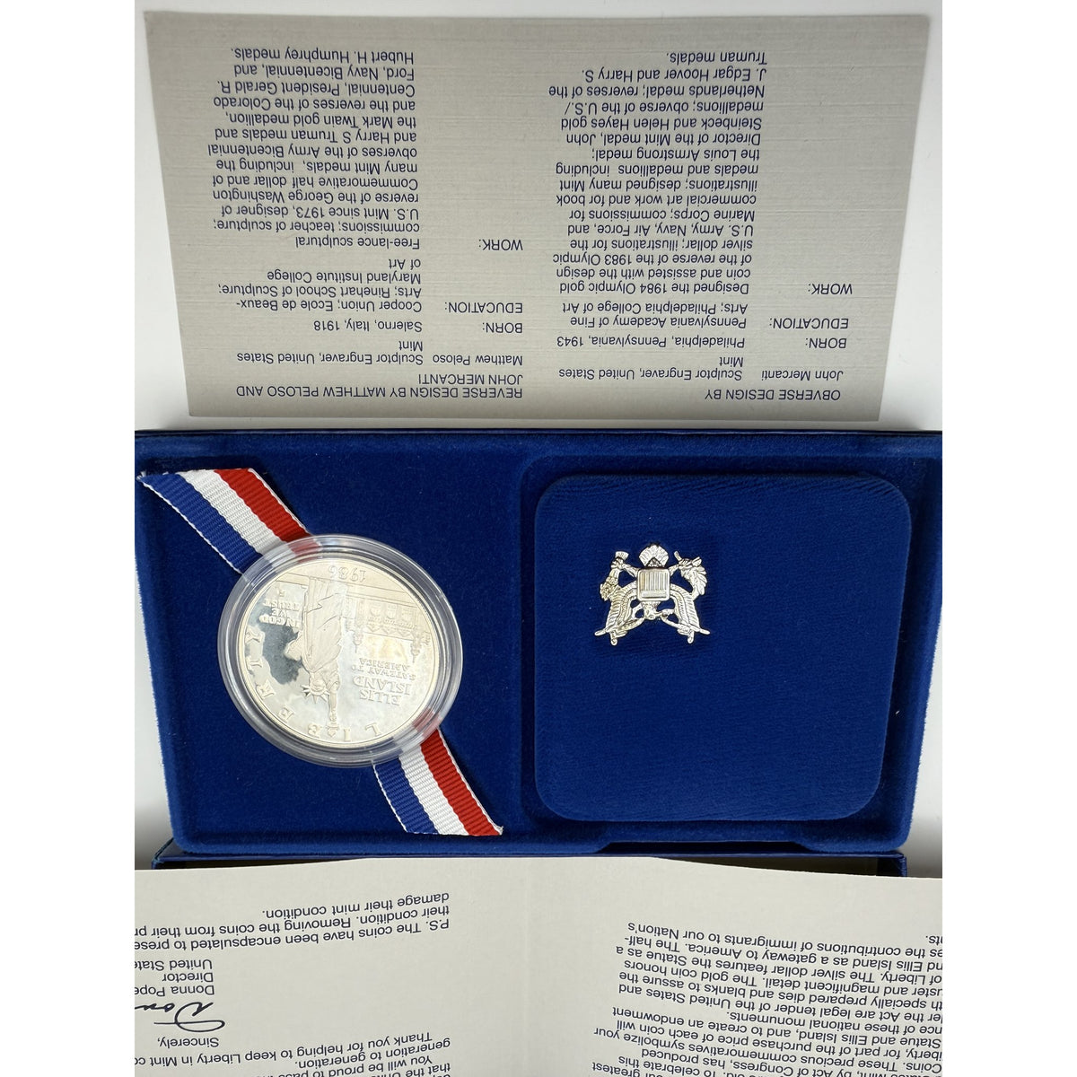 1986-S Statue of Liberty Proof Silver Dollar - packaging