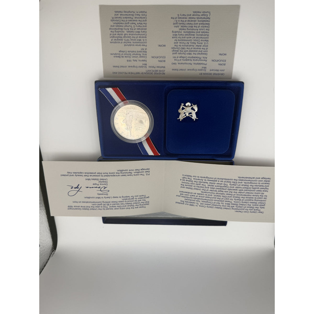 1986-S Statue of Liberty Proof Silver Dollar - packaging