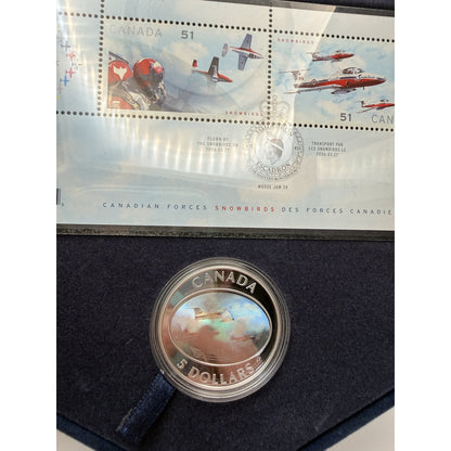 2006 Canada $5 Snowbirds Hologram Coin & Stamp Set - front