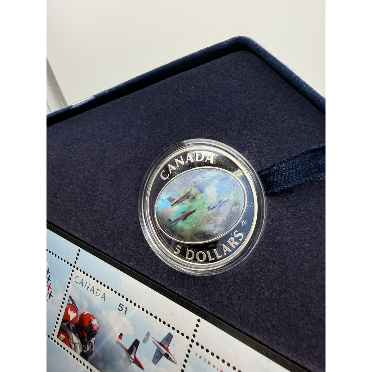 2006 Canada $5 Snowbirds Hologram Coin & Stamp Set - front (second set)